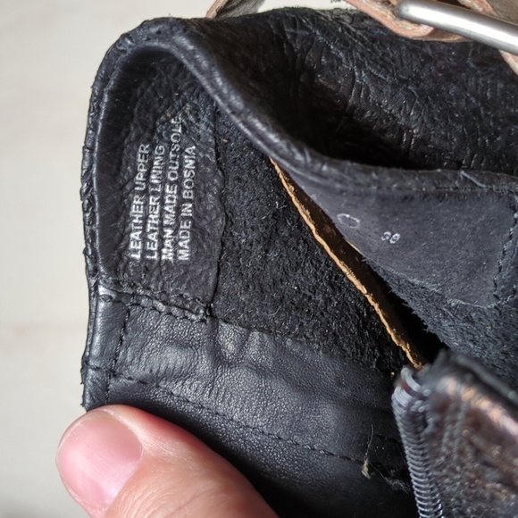 Miz Mooze Kahlo Peep Toe Wedge Leather Booties Adjustable Strap Euro 38 US 8 - Picture 7 of 11